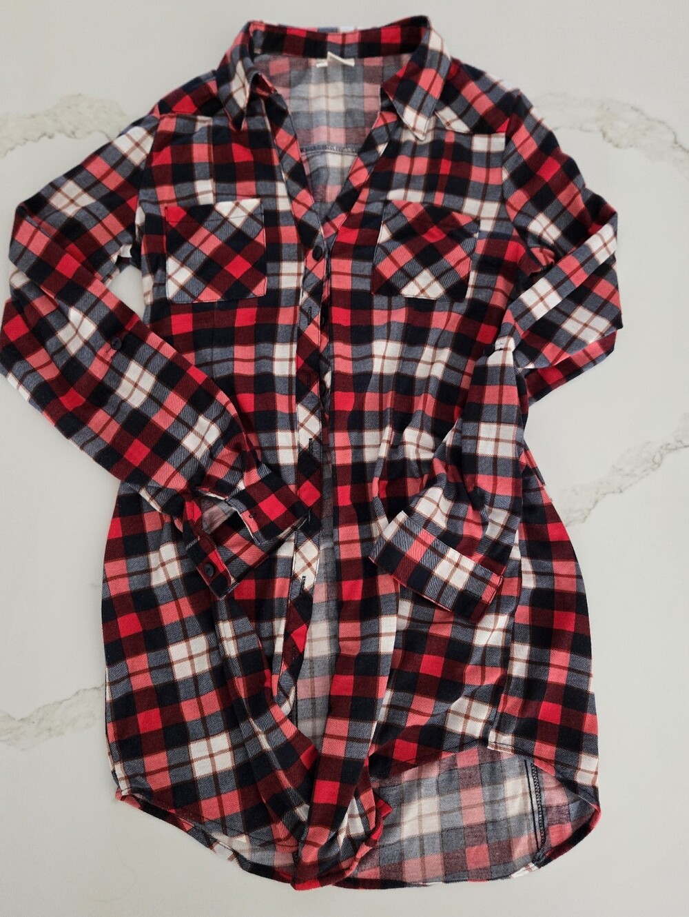 Red & Black Plaid Button-Front Shirt